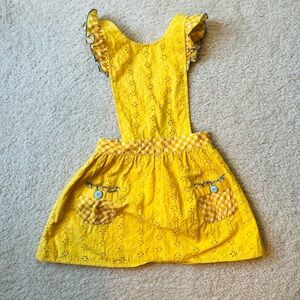 Matilda Jane Yellow Eyelet pinafore dress with pockets